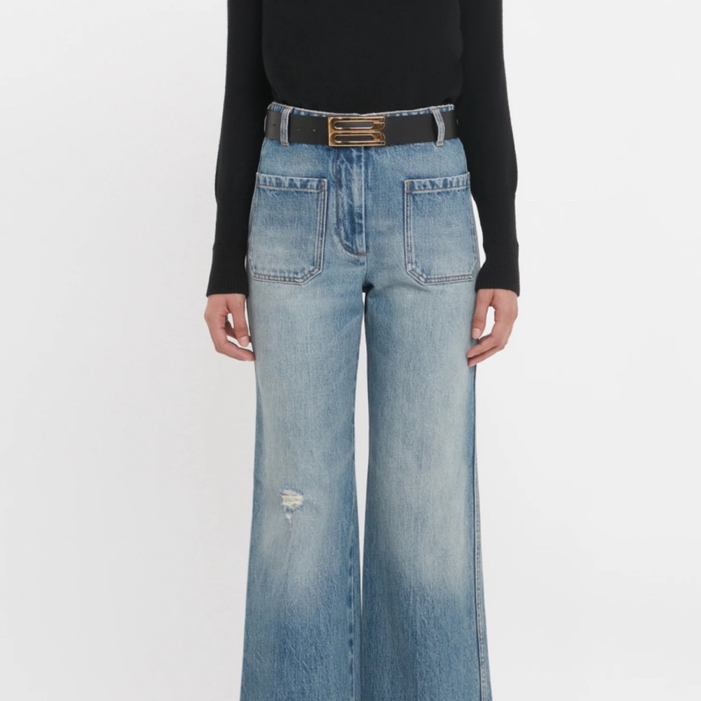 Victoria Beckham Blue Flare & Wide Leg Jeans